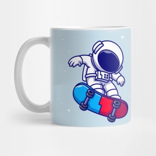 Astronaut Playing Skateboard In Space Cartoon Mug